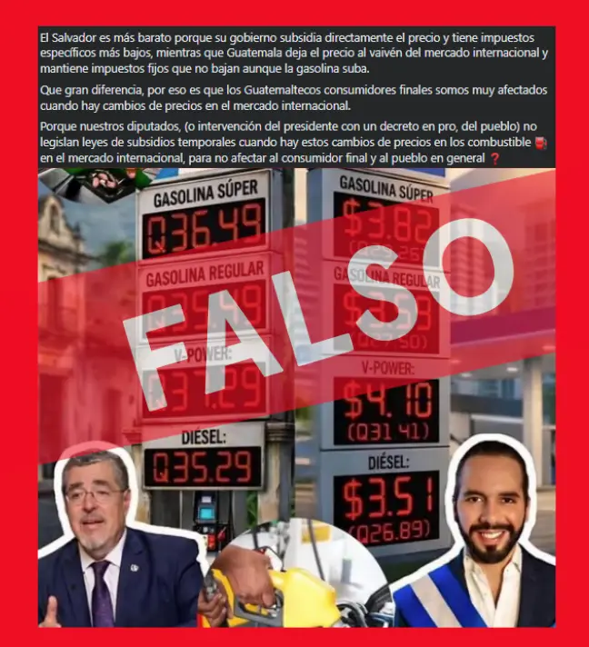 Desinformaciones sobre precios de combustibles en gasolineras