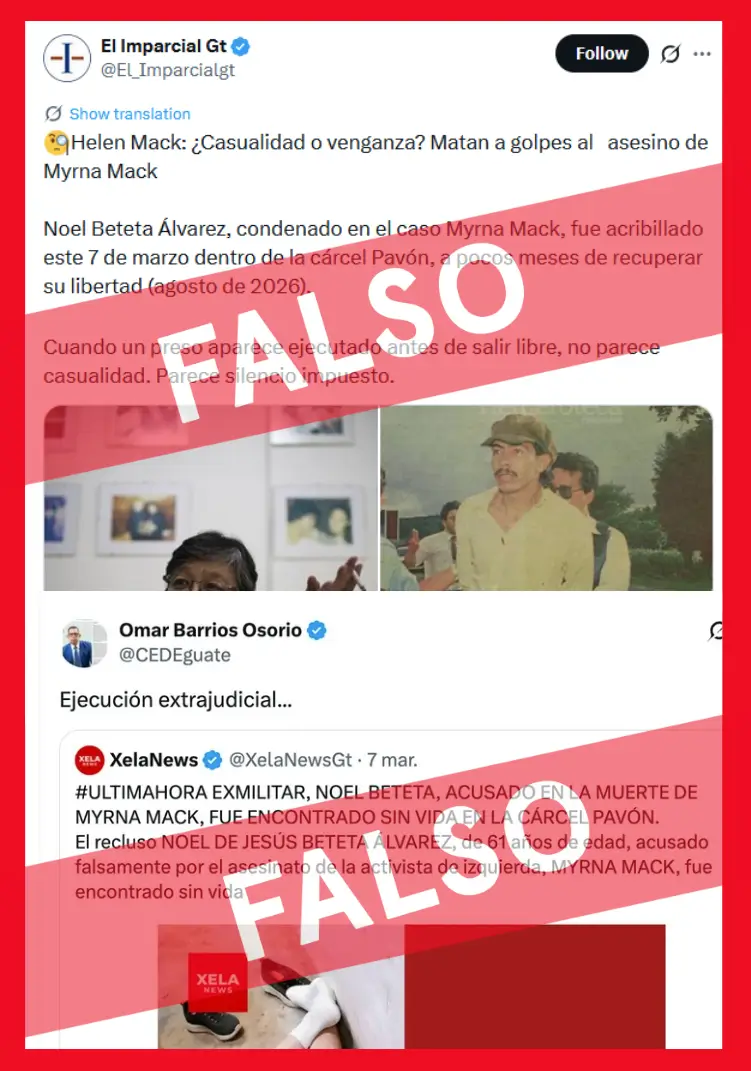 falso que Noel de Jesus Beteta haya sido asesinado en prisión