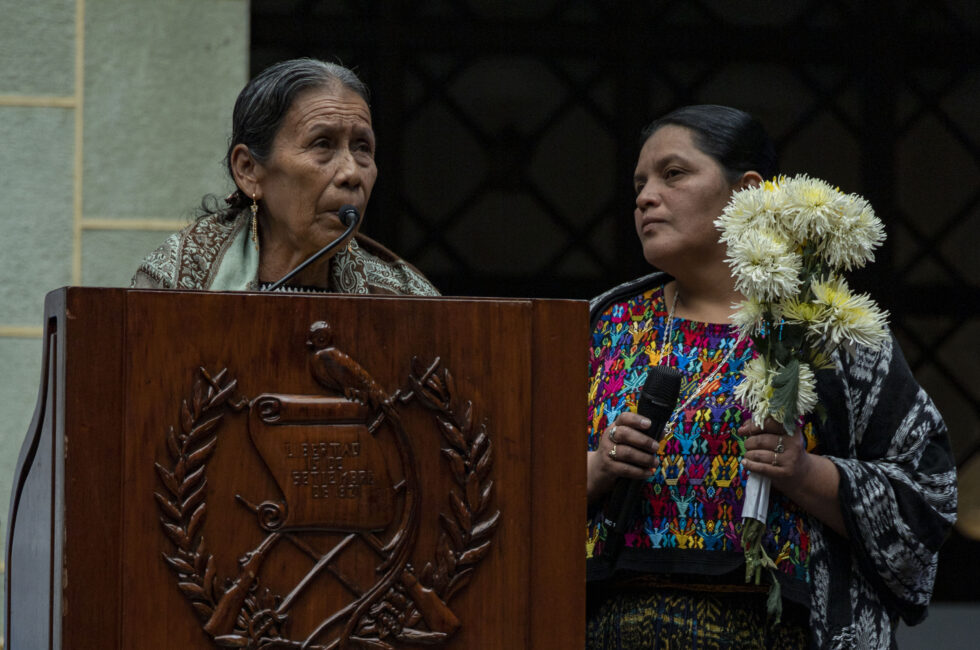 Demecia Yat, Sepur Zarco remarcó que las medidas de reparación siguen sin llegar a sus comunidades. / Foto: Andrea Godínez