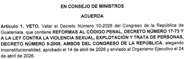 VETO EJECUTIVO ley para prevenir el abuso infantil