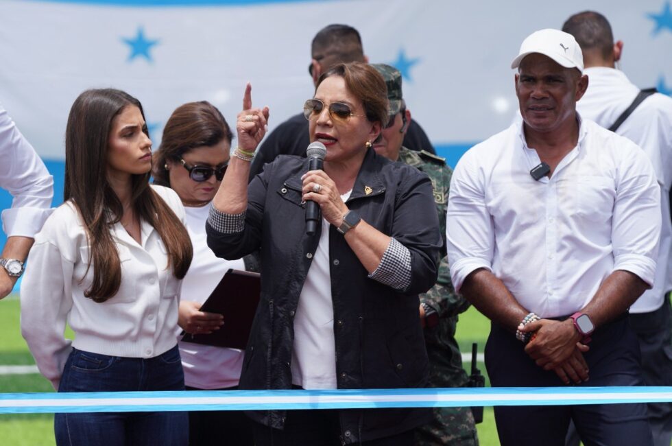 La expresidenta Xiomara Castro durante un evento oficial de su presidencia (2022-2026). Foto: Gustavo Amador