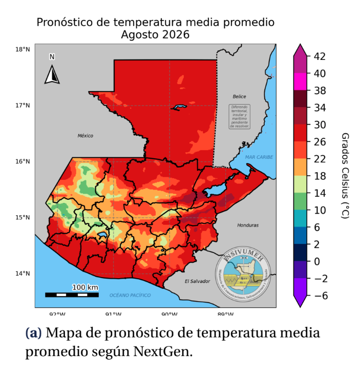 Mapa temperaturas agosto 2026, clima guatemala 2026